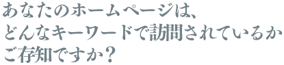 あなたのホームページは、誰がどんなキーワードで見に来ているかご存知ですか?